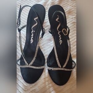 Black Jeweled Strappy Heels